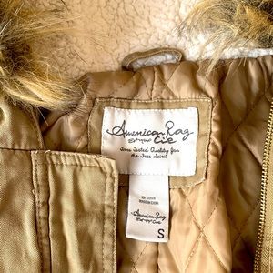 American rag size “S” khaki parkas jacket. Almost new. May have worn once.